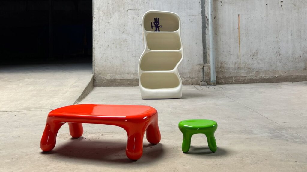 Jessica Anne Woodley’s Debut Furniture Collection Stands Out With Wavy Forms and Vibrant Colors