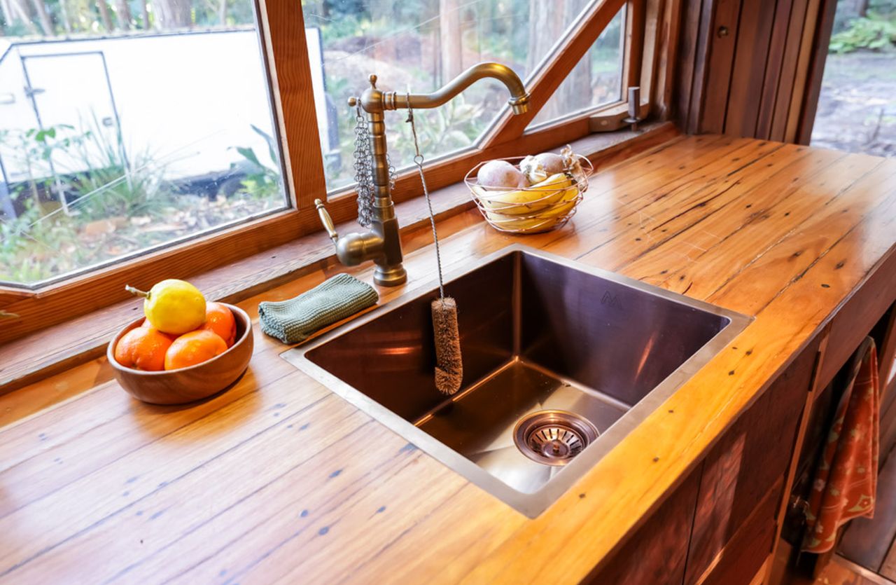 Kitchen of Jade and Steve's Tiny House