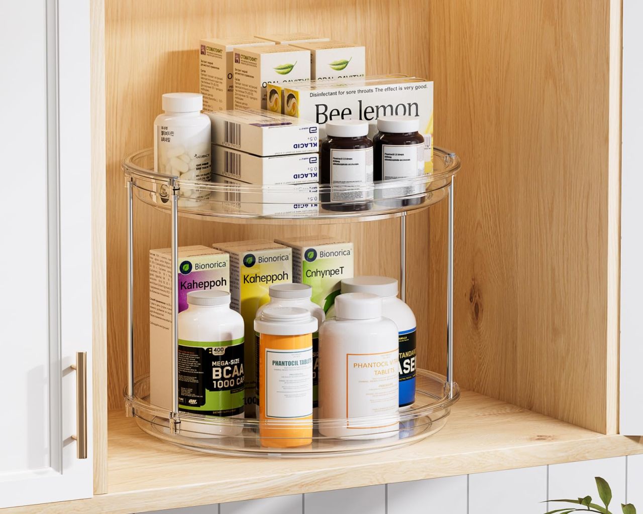LAMU 2 Tier Lazy Susan Turntable Organizer