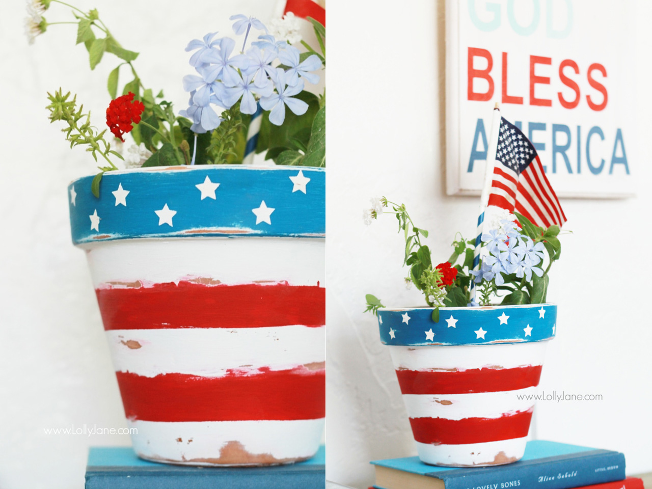 Patriotic Flower Pot for 4th july table decor  