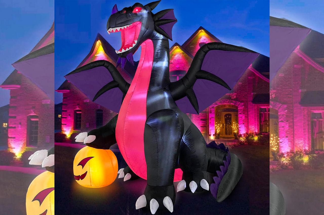 Prime Day Deals on Outdoor Halloween Decorations - 9-Foot Halloween Inflatable Dragon