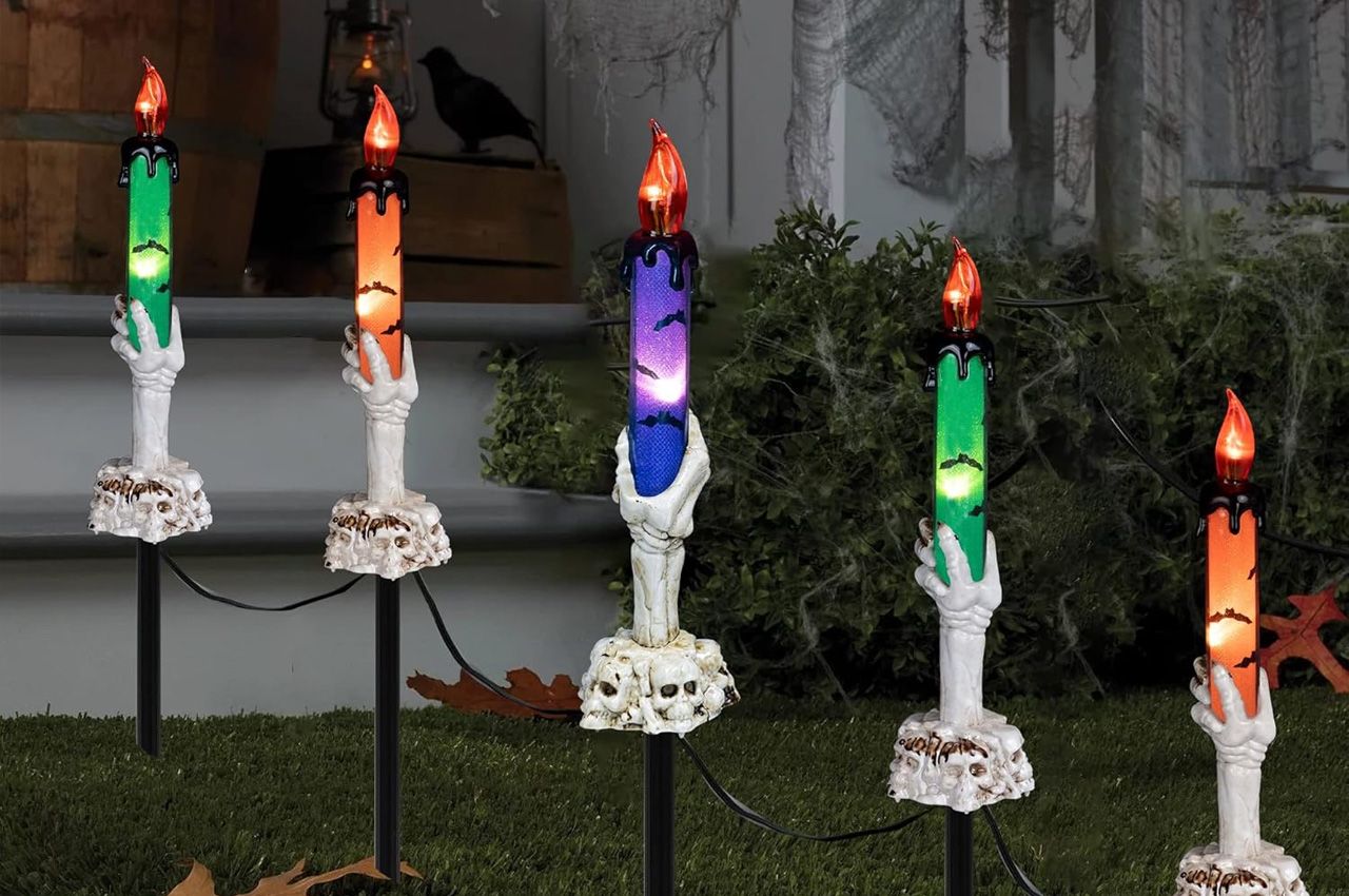 Prime Day Deals on Outdoor Halloween Decorations - Skeletal Candle Lights With Stakes
