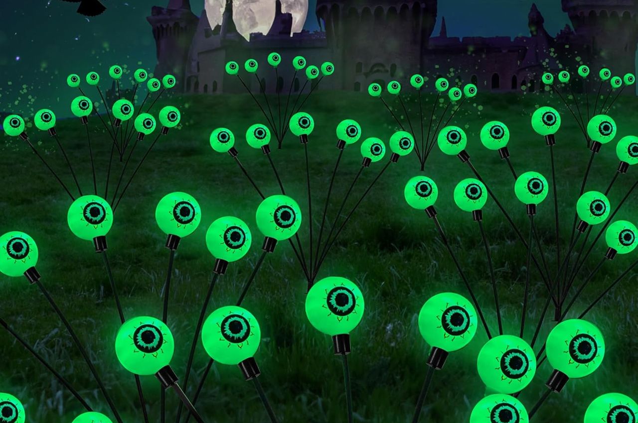 Prime Day Deals on Outdoor Halloween Decorations - Solar-Powered Eyeball Pathway Lights
