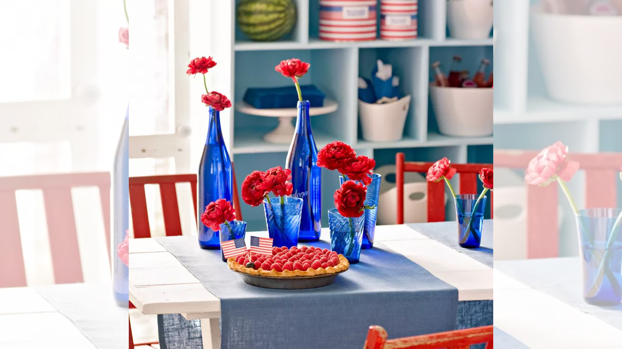 Blue Glassware Centerpiece