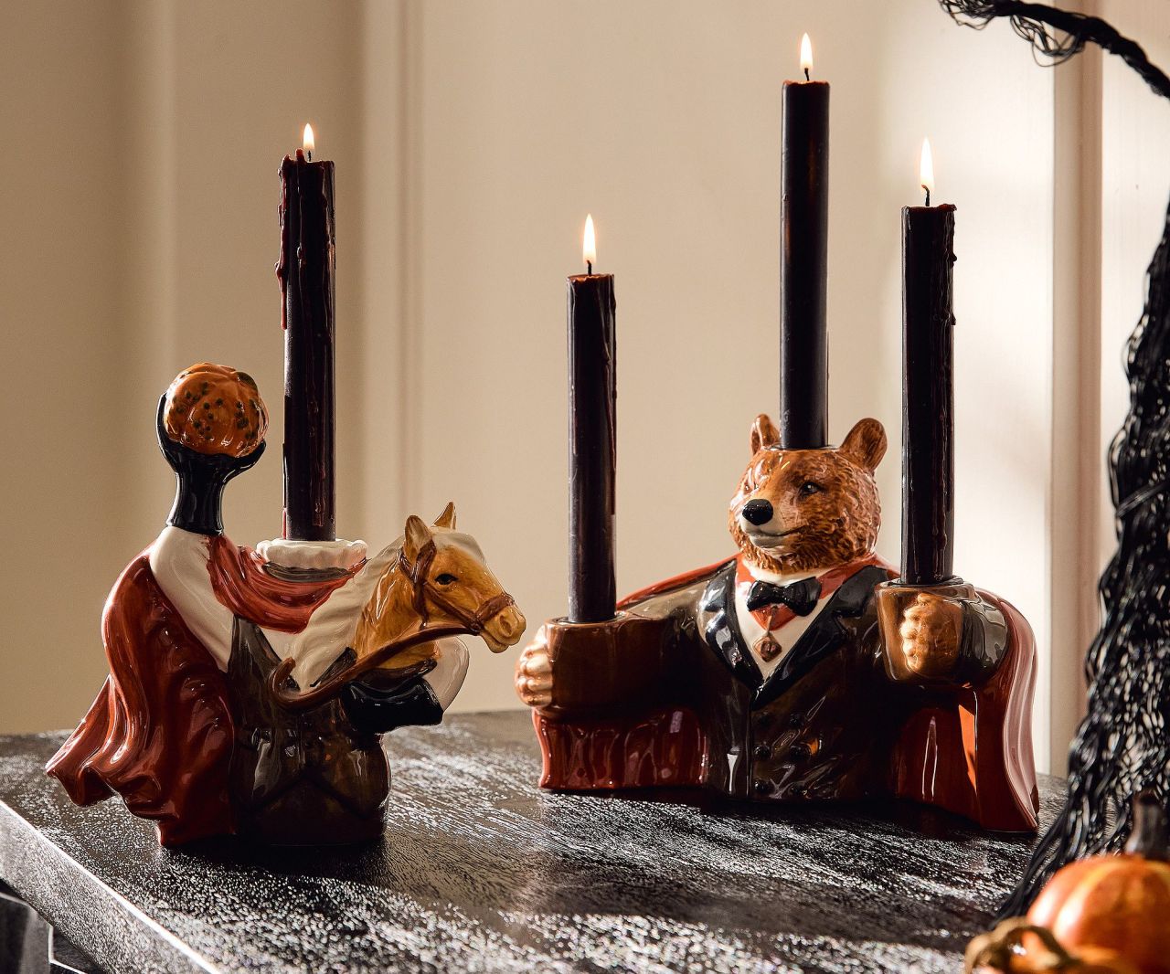 West Elm Halloween Collection 2025 - Dapper Animal Halloween Candleholders