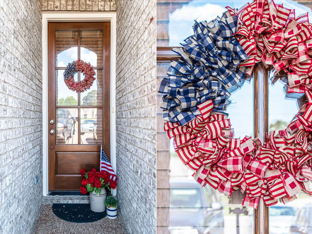 You will just need ribbon and a wreath form to make this beautiful wreath for July 4th!