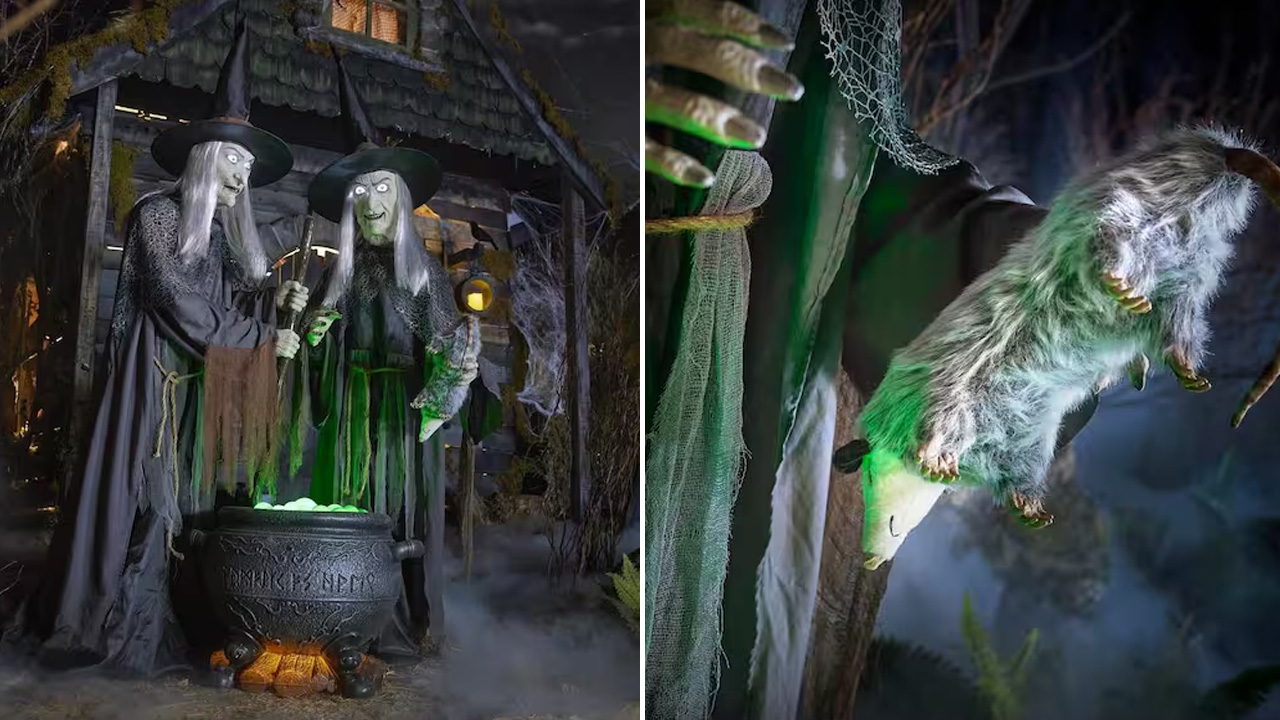 6.5-ft. Gruesome Grounds Animated LED Witches Scene