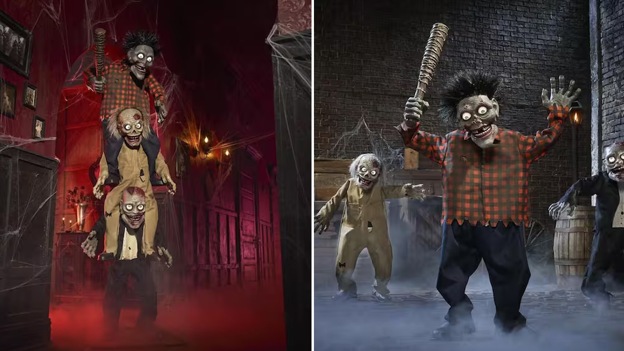 7.5-ft. Gruesome Grounds Animated LED Zombie Stack Trio