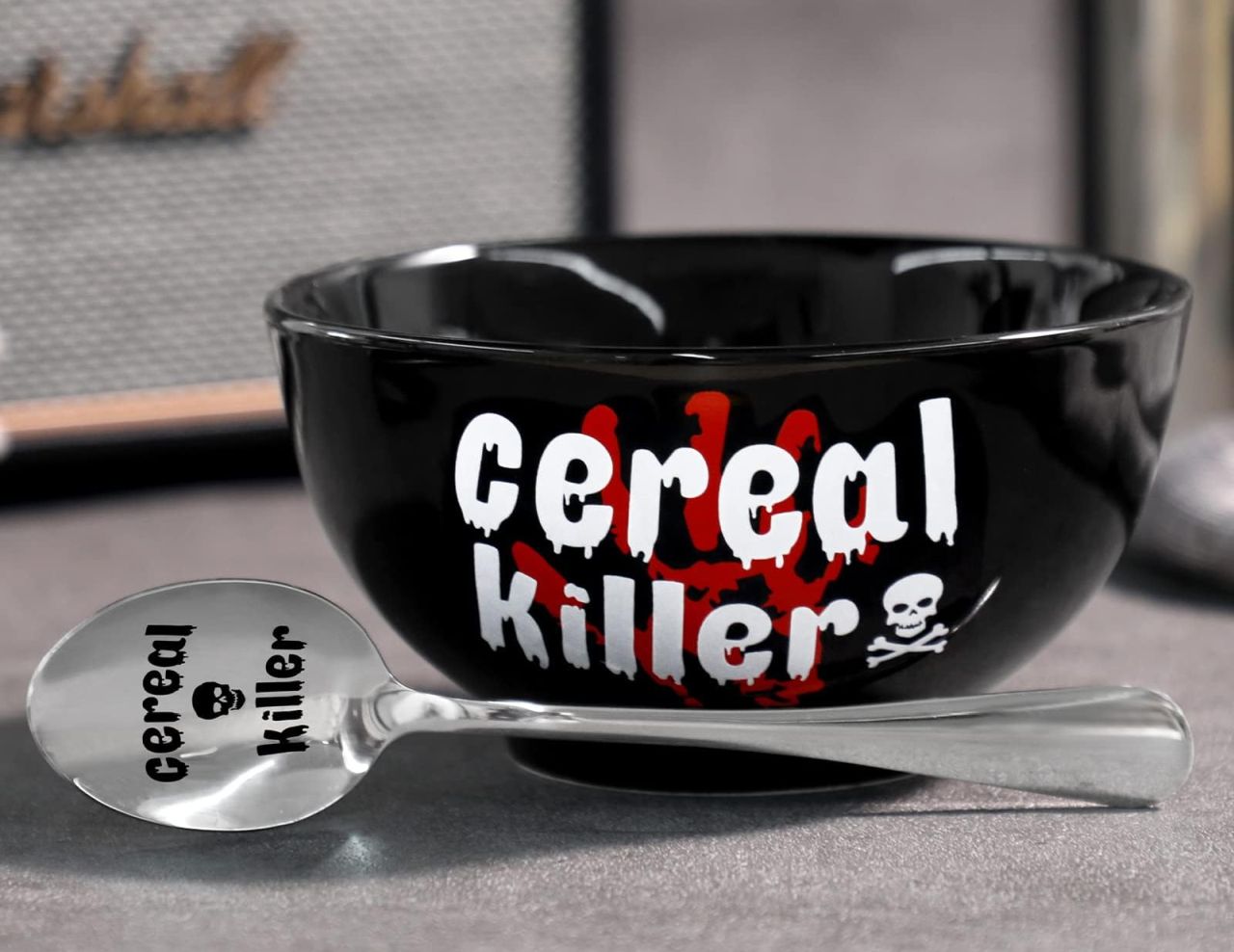 Black Cereal Killer Bowl and Spoon Set