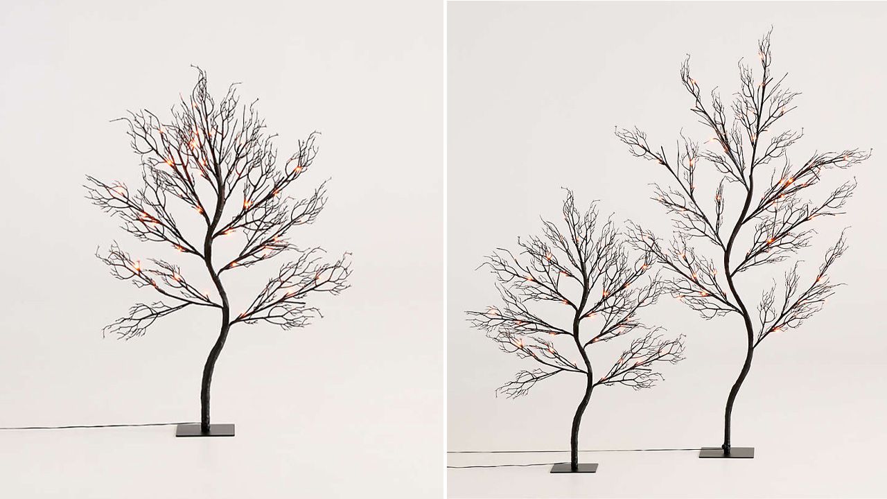 Crate & Barrel 2025 Fall Collection - 3-Foot Faux Pre-Lit Black Branch Tree