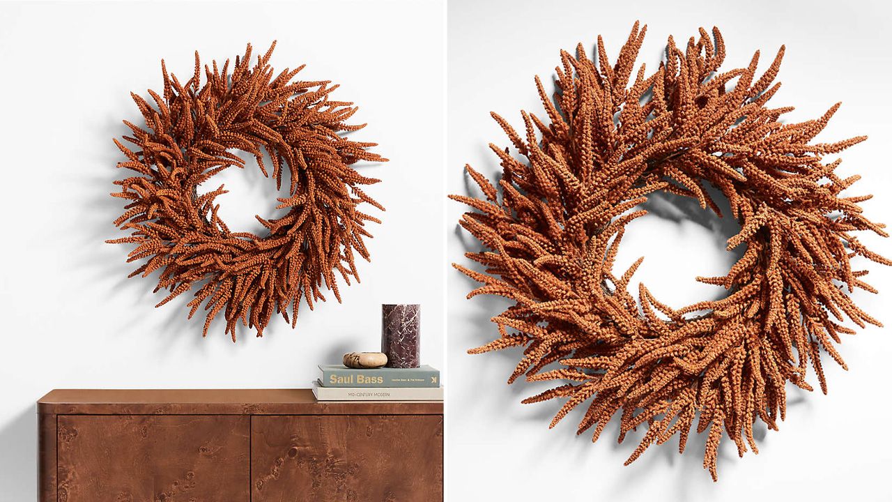 Crate & Barrel 2025 Fall Collection - 30-Inch Faux Bronze Amaranthus Wreath