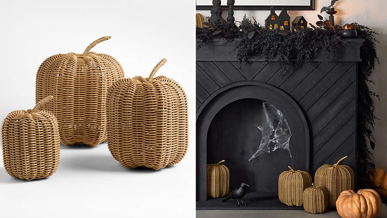 Crate & Barrel 2025 Fall Collection - Conway Large Rattan Pumpkin