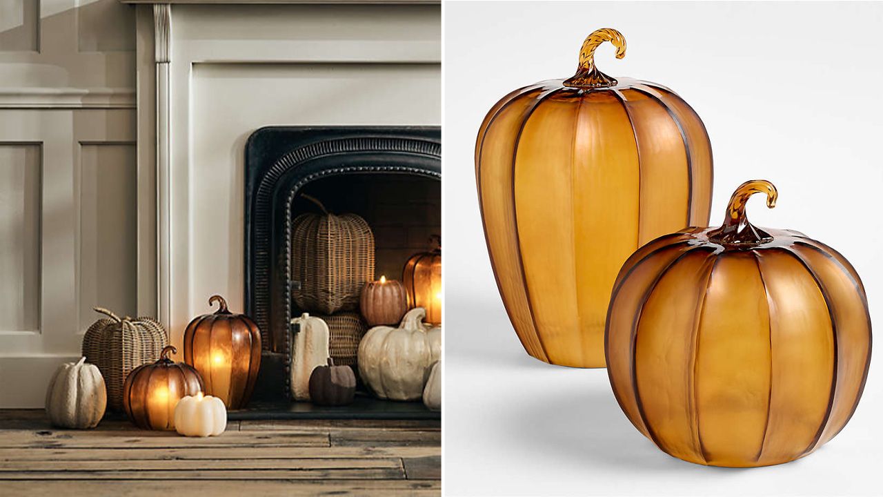 Crate & Barrel 2025 Fall Collection - Large Amber Glass Pumpkin