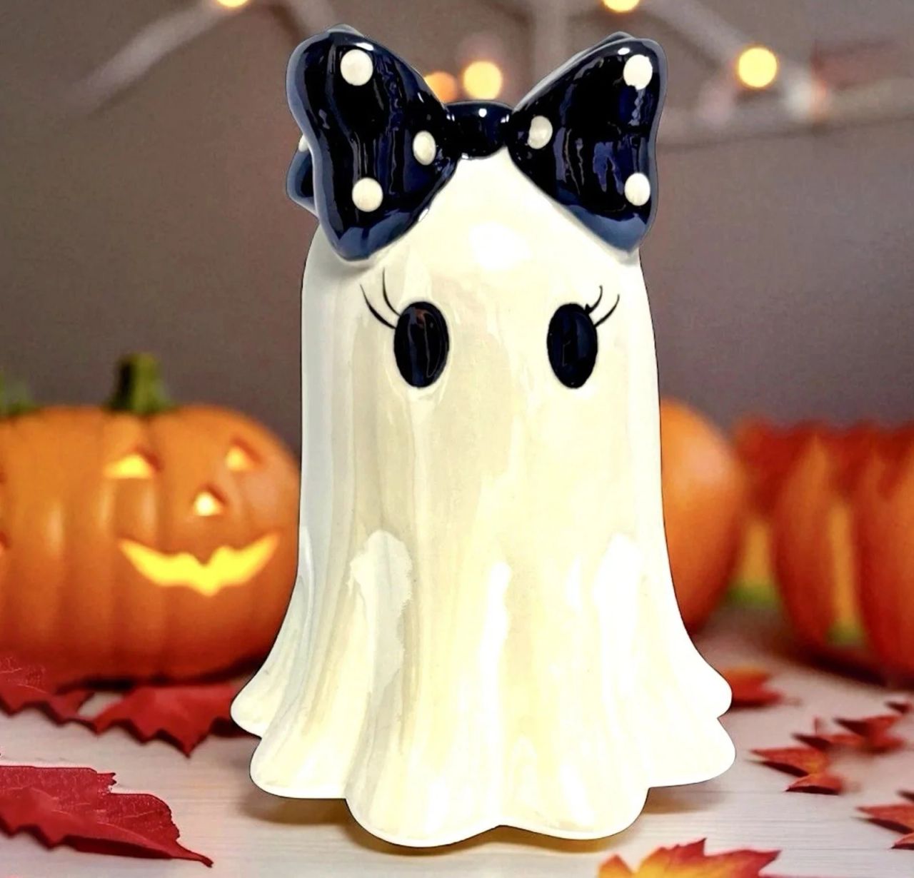 Halloween Decoration Cute Bow Ghost Statue