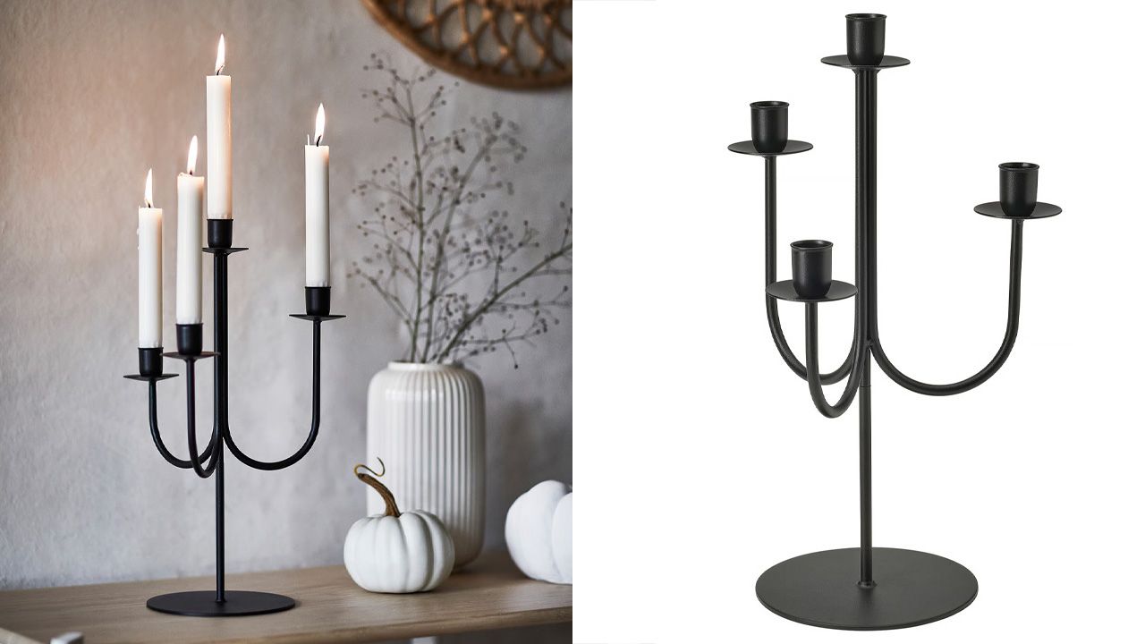 IKEA 2025 Fall Home Collection HÖSTAGILLE - 15-Inch Black Candelabra