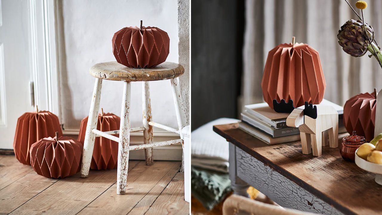 IKEA 2025 Fall Home Collection HÖSTAGILLE - Set of 2 Decorative Paper Pumpkins