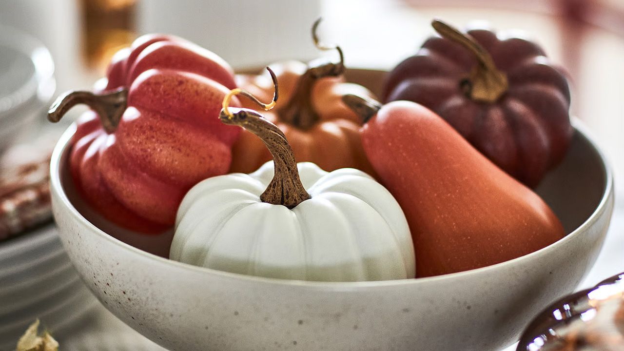 IKEA 2025 Fall Home Collection HÖSTAGILLE - Set of 5 Decorative Plastic Pumpkins