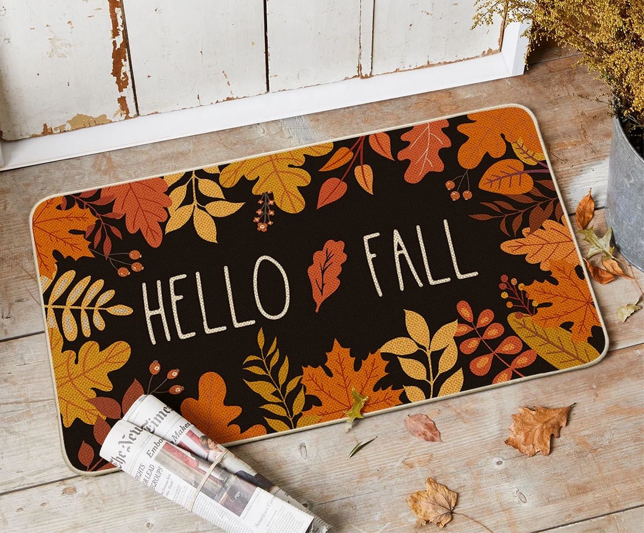 Maple Leaves Hello Fall Decorative Doormat