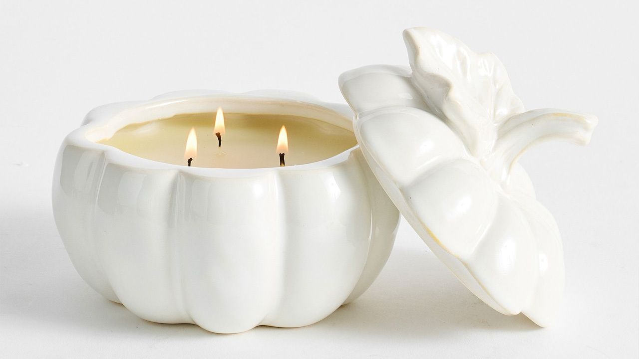Pottery Barn 2025 fall collection - Ceramic Pumpkin Candle - Pumpkin Pie