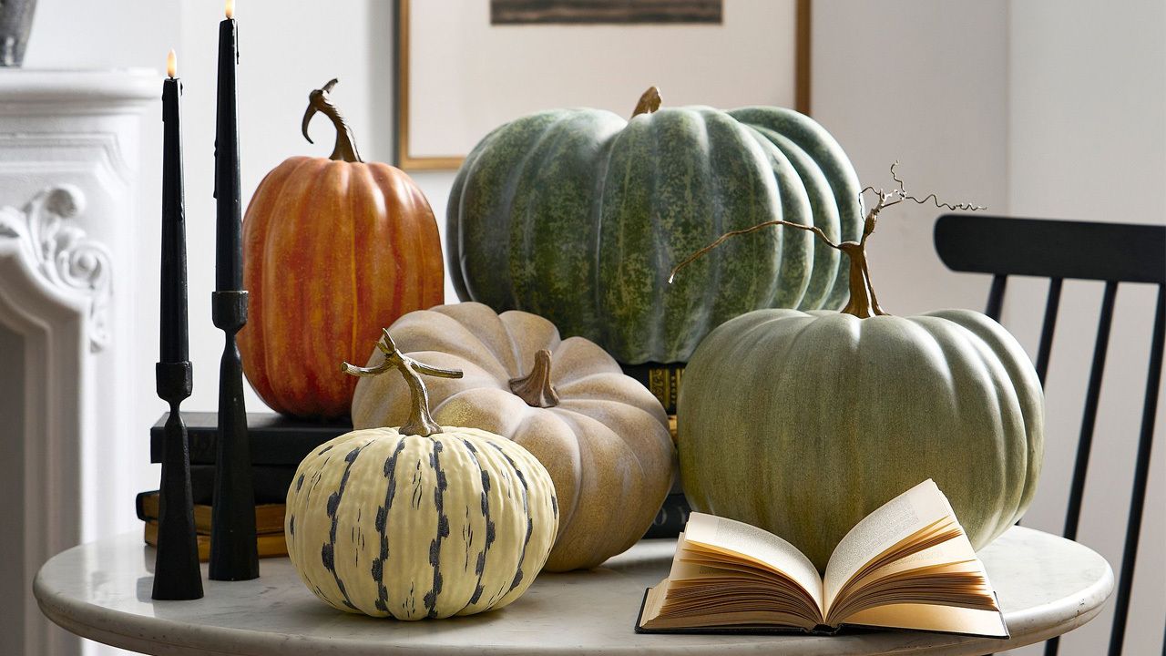 Pottery Barn 2025 fall collection - faux pumpkins and gourds