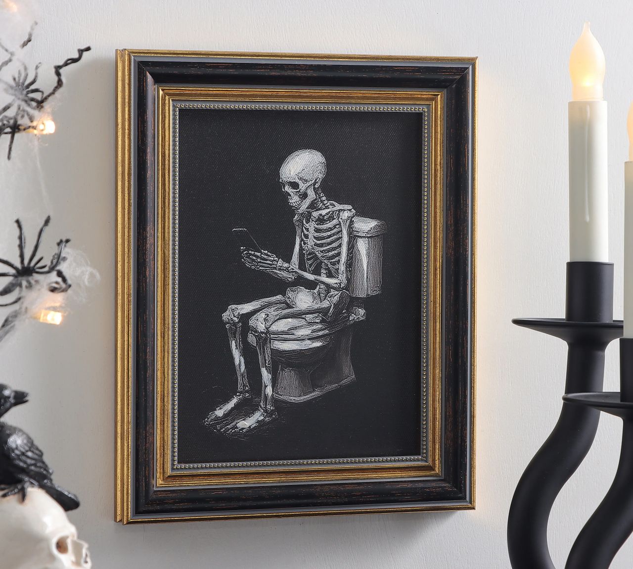 Skeleton with Toilet Wall Décor