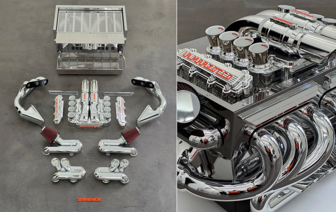 SUCUX V8 Kit Turns Regular Espresso Machine Into Sports Car Engine