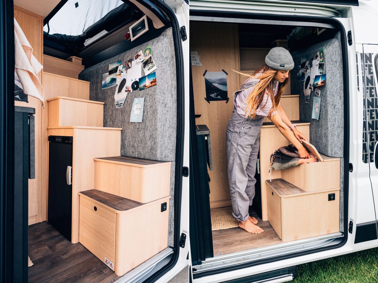 Sunlight Vanlife Camper Van with Three-Room Layout - staircase with storage