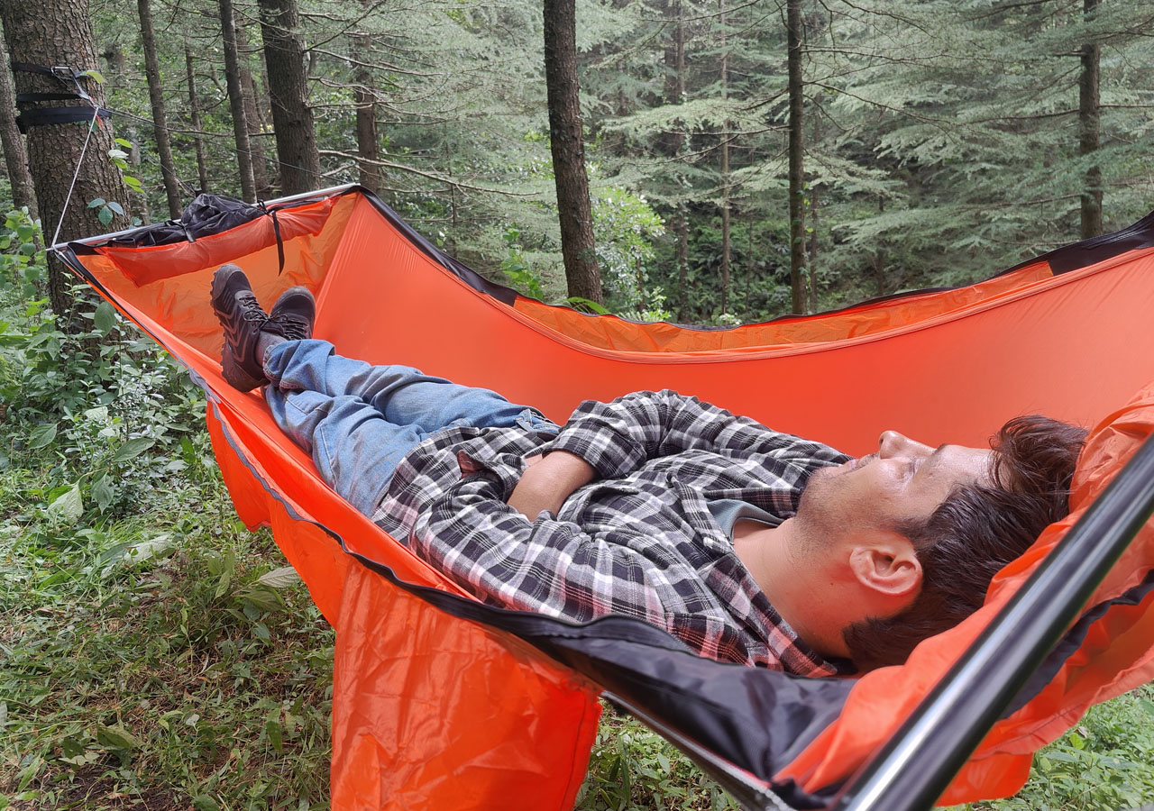 Warbonnet Ridgerunner Hammock tent hands-on review - sleeping view from the front