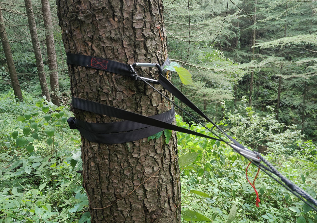 Warbonnet Ridgerunner Hammock tent hands-on review - attaching the straps to the tree