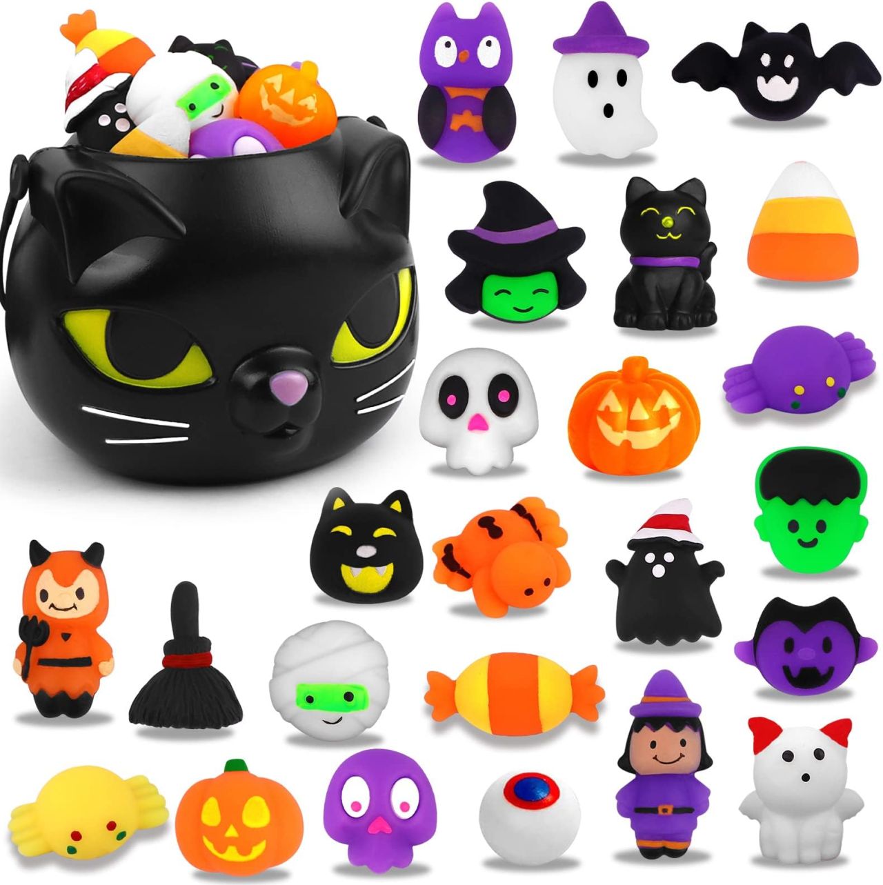 YUJUN Halloween Mochi Squishy Toys with Black Cauldron