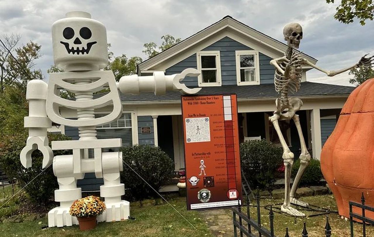 Alan Perkins Builds LEGO Skeleton Mega Figurine for Halloween Display