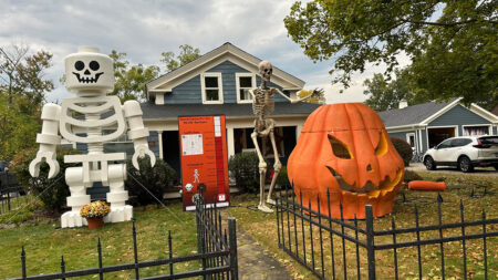 Alan Perkins Builds LEGO Skeleton Mega Figurine for Halloween Display