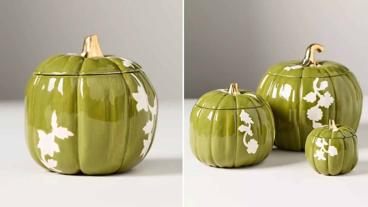 Anthropologie 2025 Fall Collection - Floral Ceramic Pumpkin Vessel