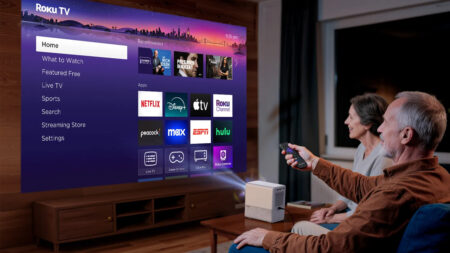 Aurzen D1R Cube Roku TV Smart Projector