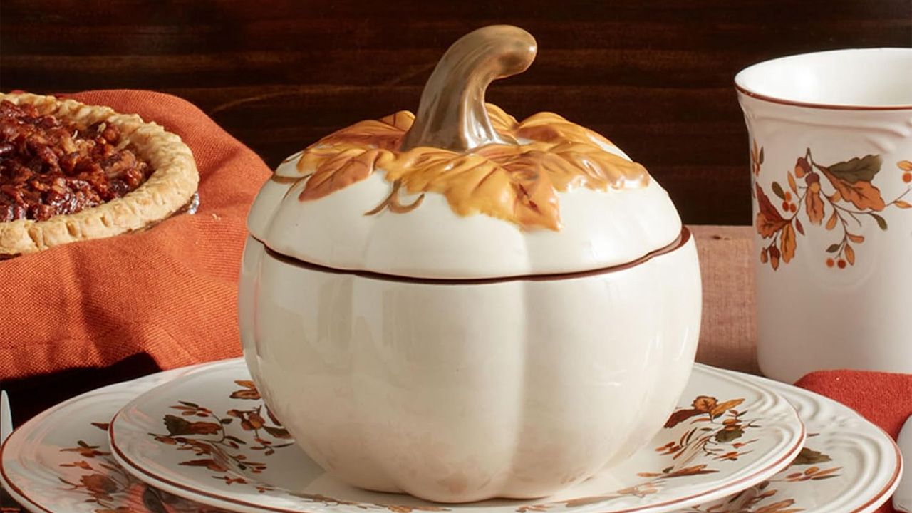 Best Pumpkin-Shaped Kitchen Items - Autumn Berry Covered Pumpkin Bowl