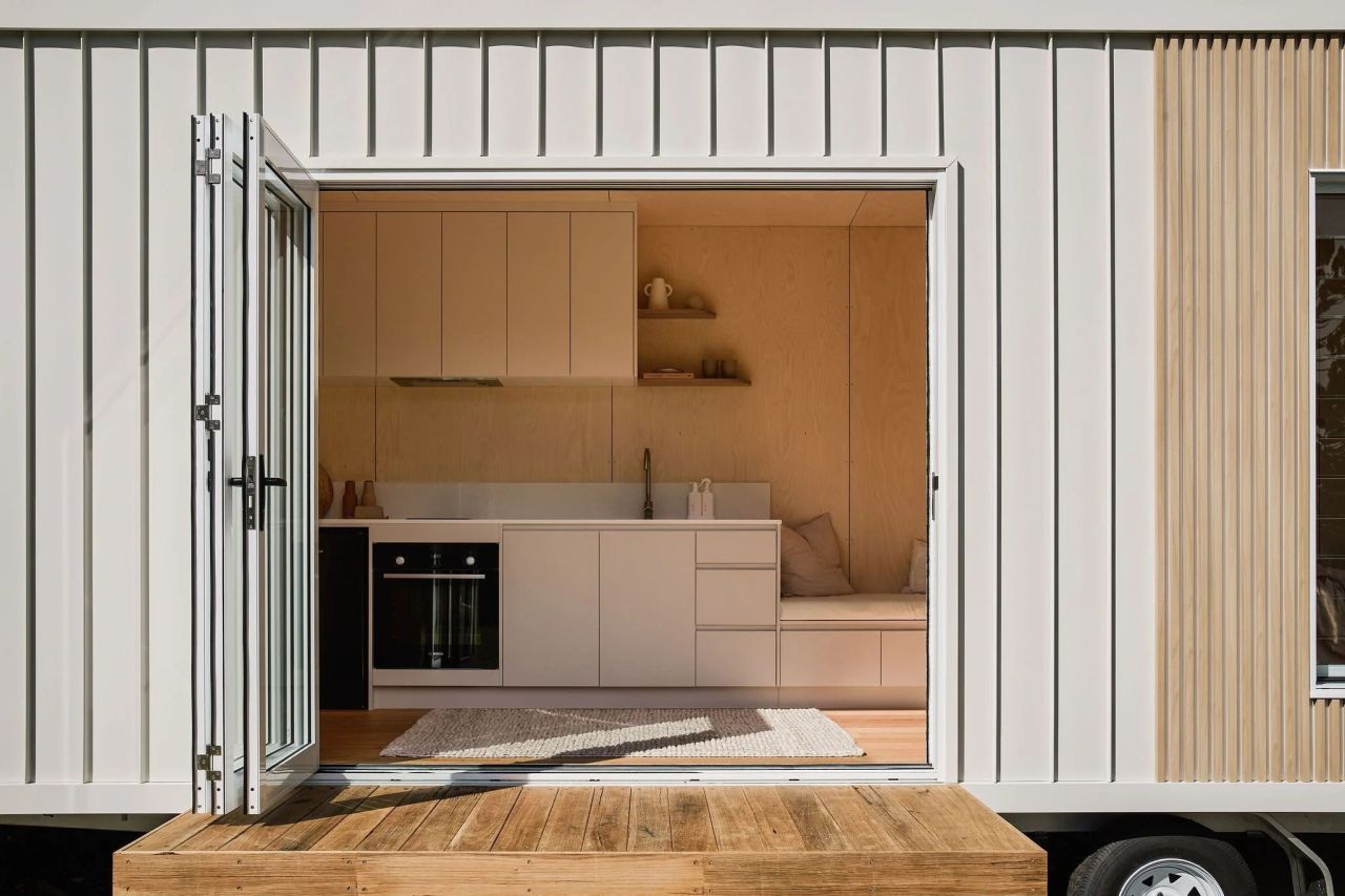 Black Clay Harper Tiny House on Wheels Features Luxe Finishes Inside Out