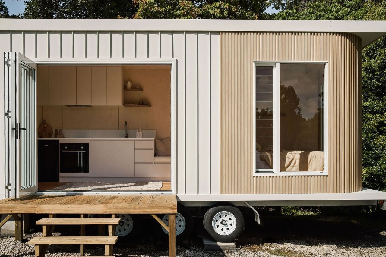 Black Clay Harper Tiny House on Wheels Features Luxe Finishes Inside Out