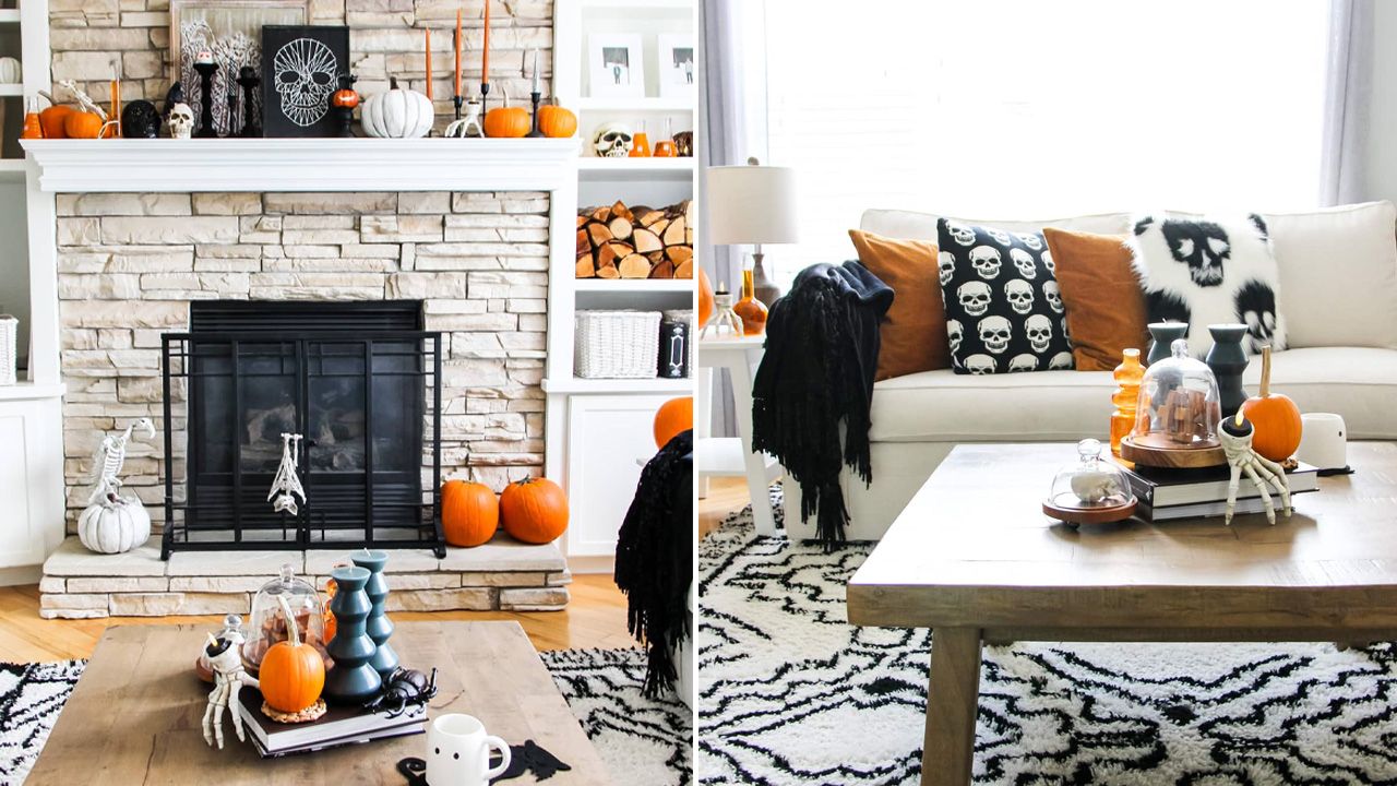 Classic Orange and Black Halloween Decoration Ideas - Black and Orange Pillows