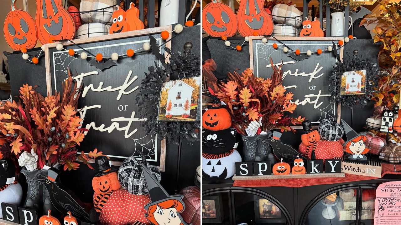 Classic Orange and Black Halloween Decoration Ideas - Set up a Trick-or-Treat Shelf