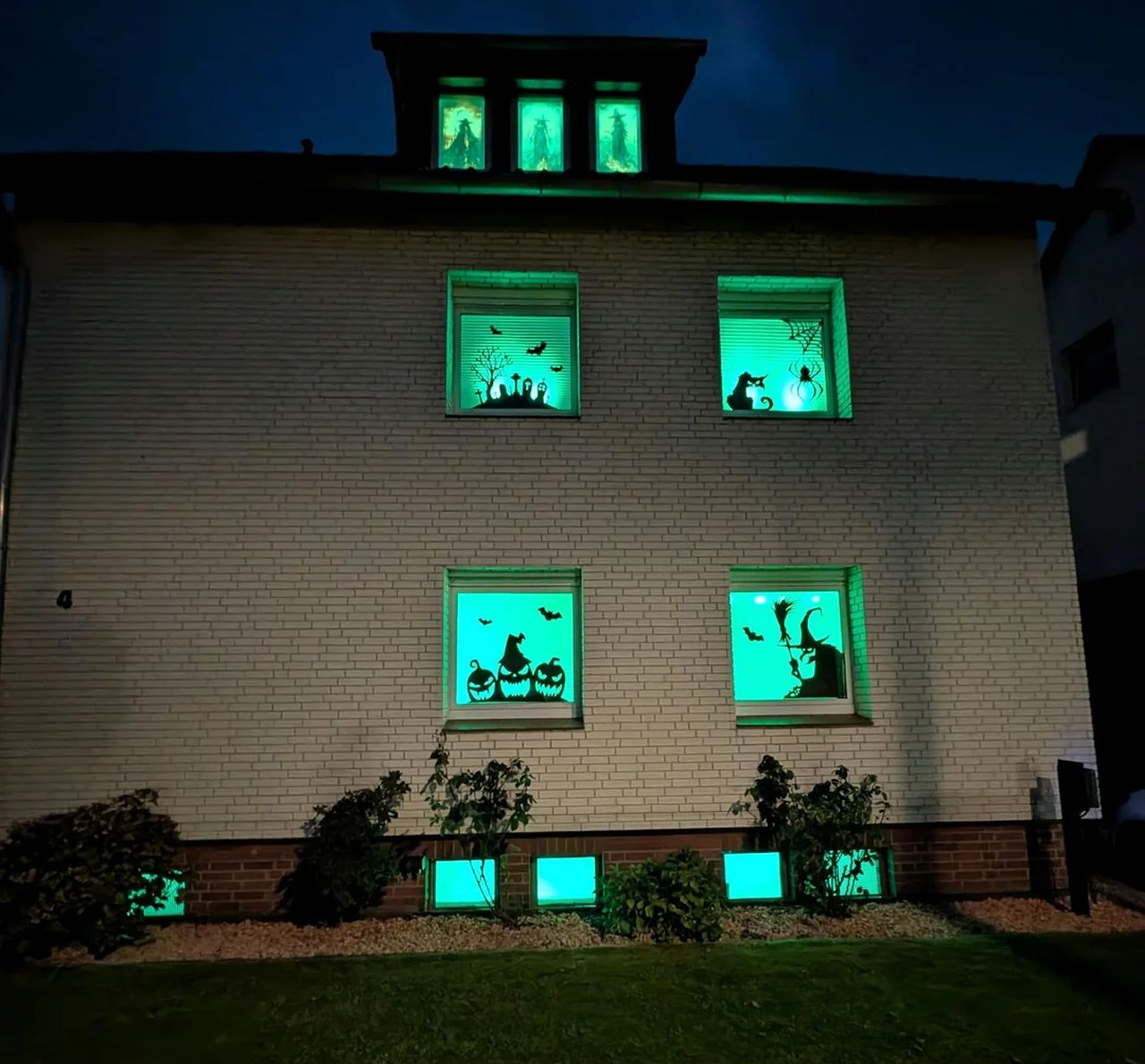 Creepy Green Silhouettes for Halloween Window Decoration