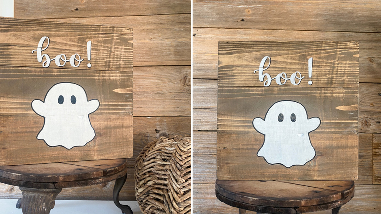 DIY Minimalist Halloween decoration ideas - DIY Halloween Ghost Sign