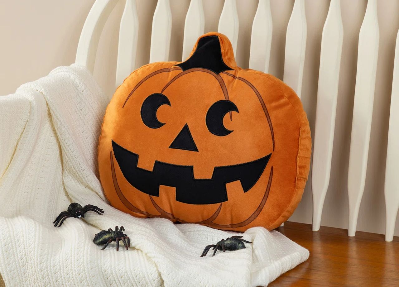 Halloween Fabric Double Sided Pumpkin Pillow