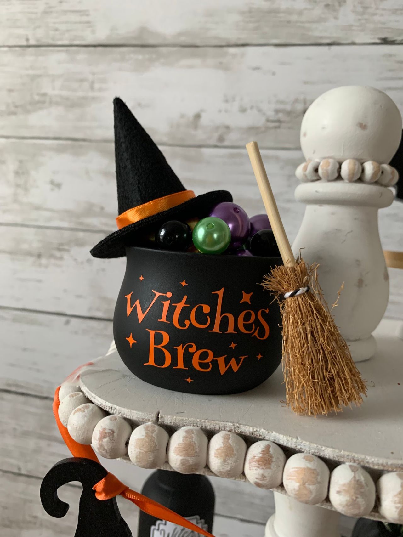 Halloween Tiered Tray Decor, Witches Brew, Witch tiered tray, Halloween home decor, mini witches cauldron, witch broom,