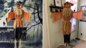 Haunted Hill Farm Life-Size Animatronic Scary Pumpkin Scarecrow with Touch Activated Lights and Sounds
