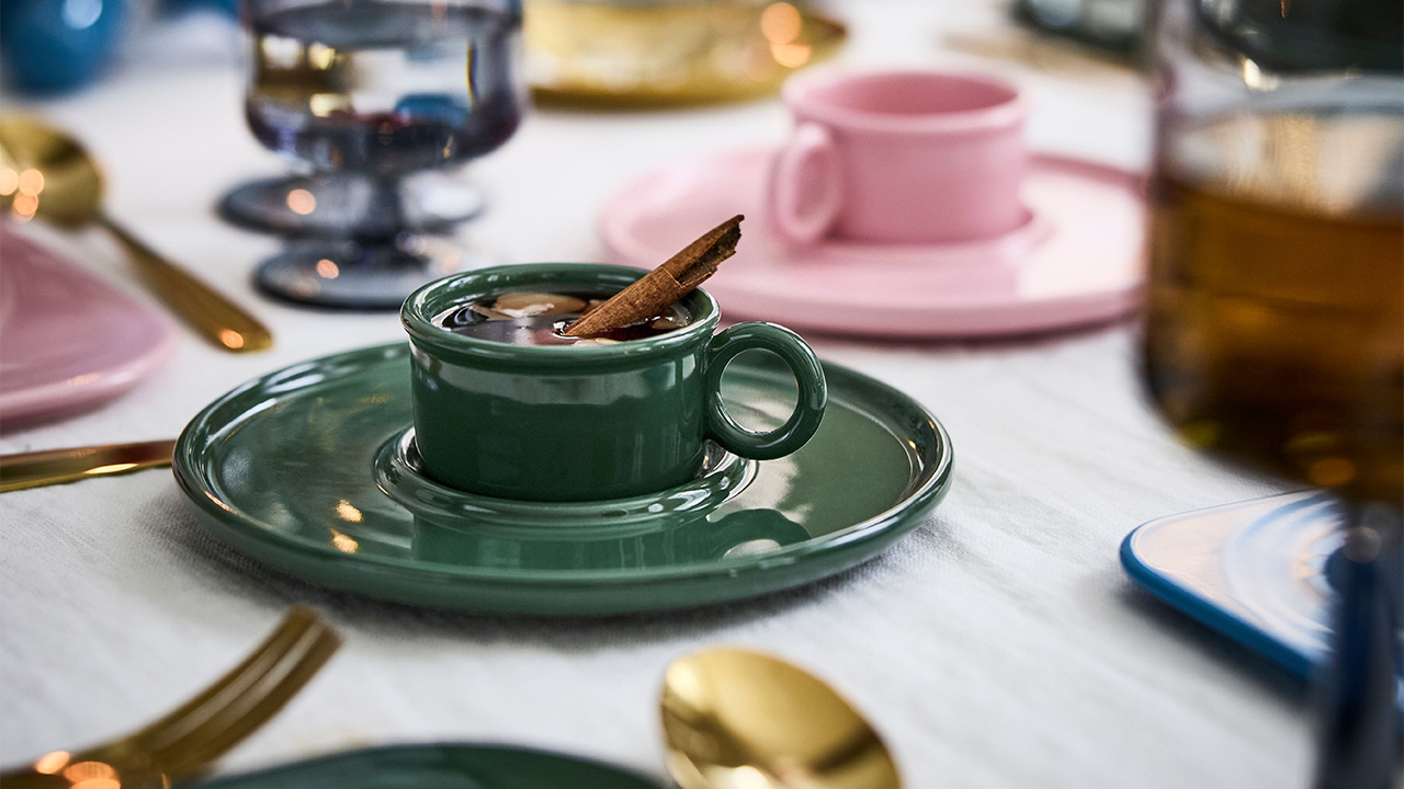 IKEA and Gustaf Westman 2025 VINTERFINT Collection - cups and saucer in green