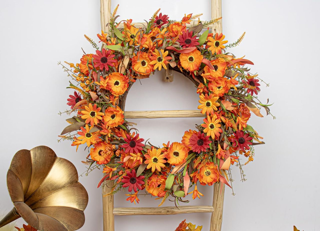 J'FLORU Artificial Fall Wreath