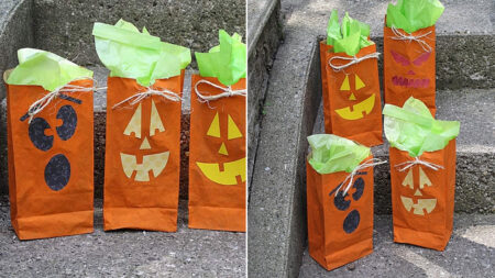 Jack-o'-Lantern Treat Bags for Spooky Gifting