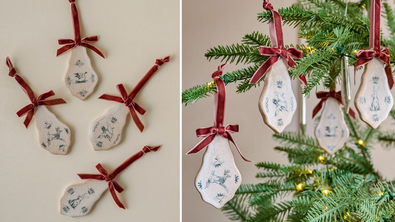 Joanna Gaines 2025 Magnolia holiday collection - Enchanted Forest Tile Ornaments - Set of 4