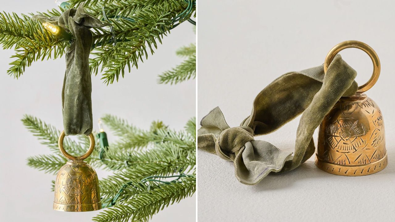Joanna Gaines 2025 Magnolia holiday collection - Gigi Etched Brass Bell Ornament