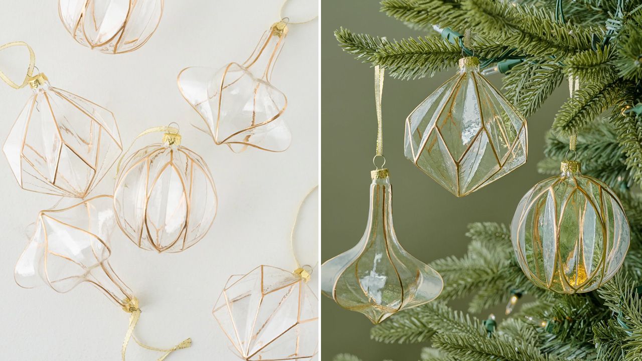 Joanna Gaines 2025 Magnolia holiday collection - Vintage Glass and Gold Ornaments - Set of 6